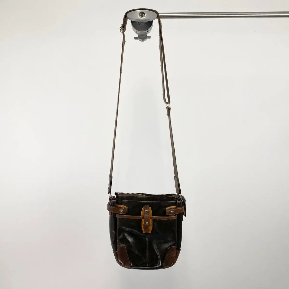 Vintage aged leather crossbody bag