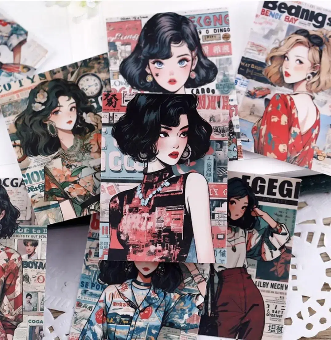 (NEW) Hong Style Girl Portrait Vintage Daku Portrait Sticker Pack