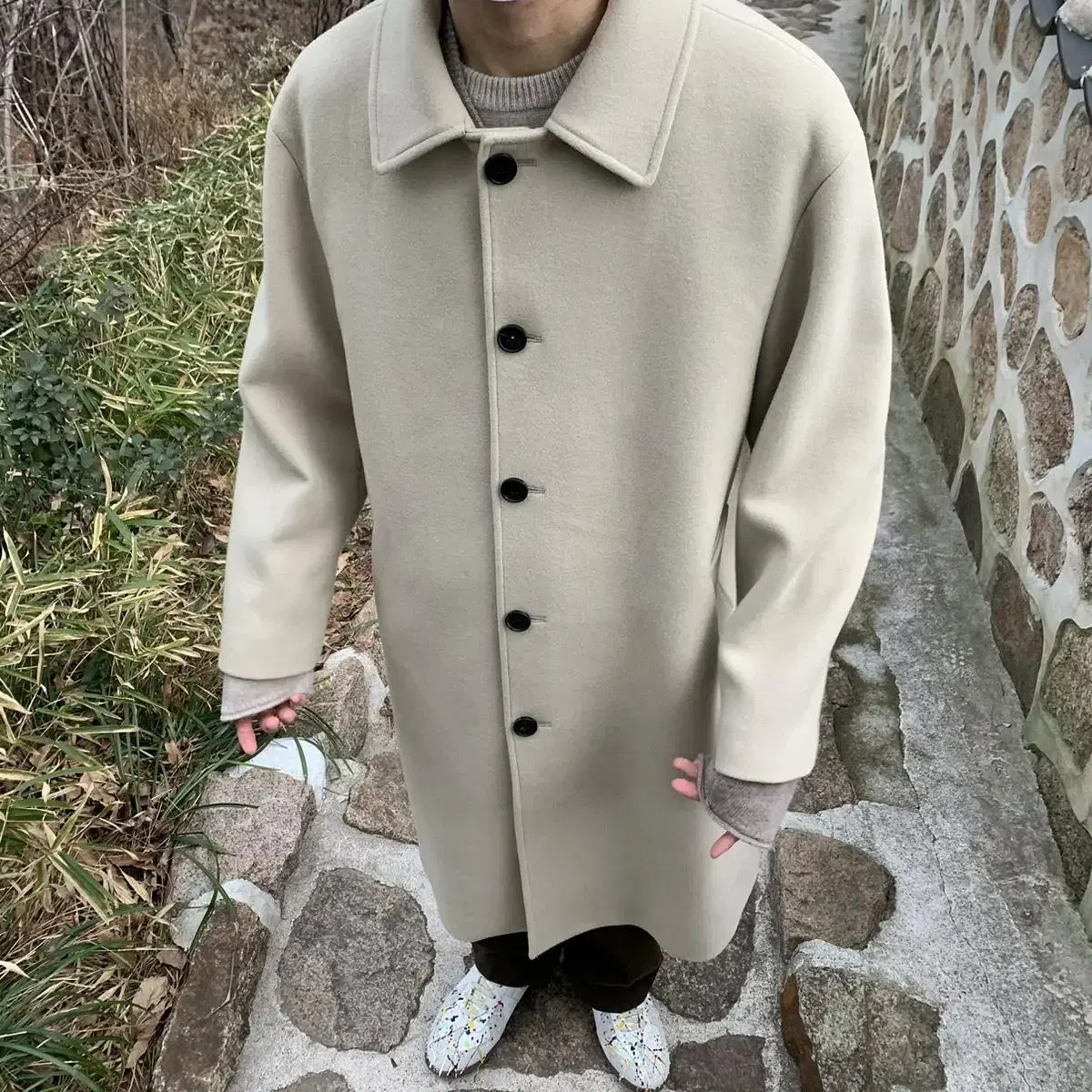 Insilence Oversized Balmacan Coat CREAM m