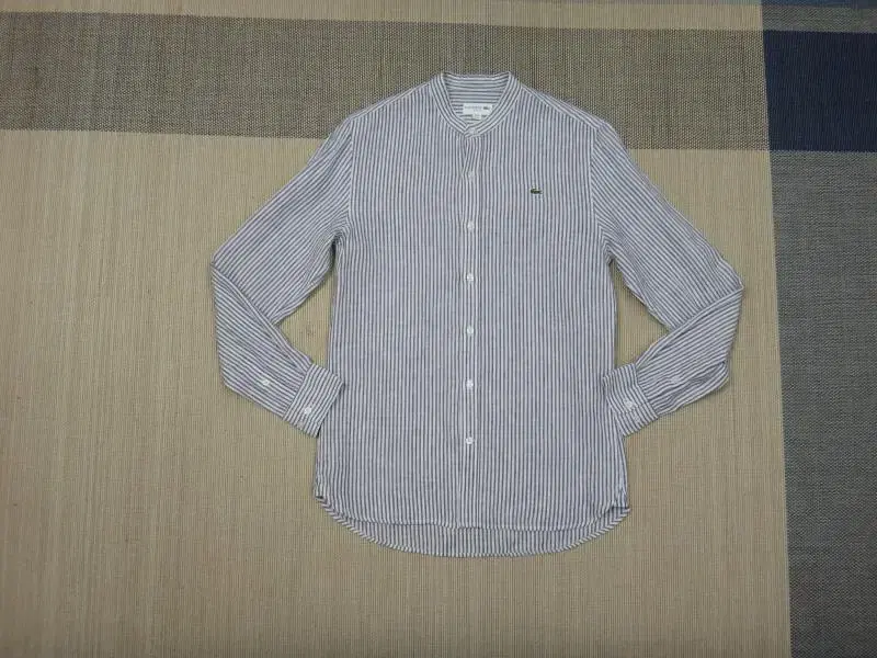 (size 95) Lacoste Vertical Stripe Linen Slim Fit Shirt