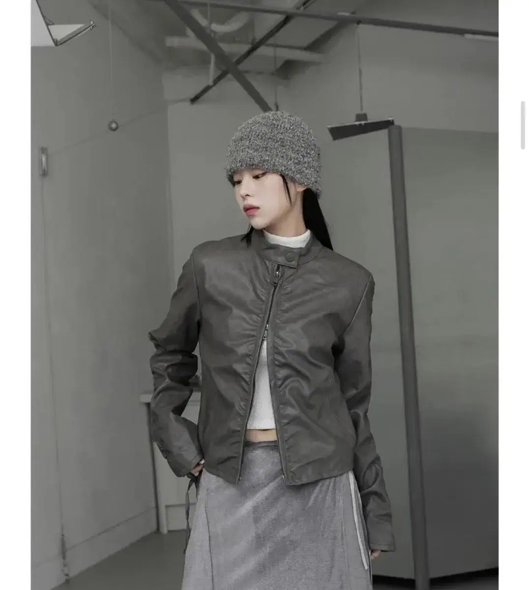 Sherring Leather Jacket Gray