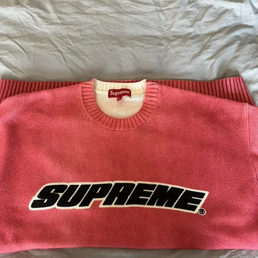 슈프림 washed sweater 레드 XL