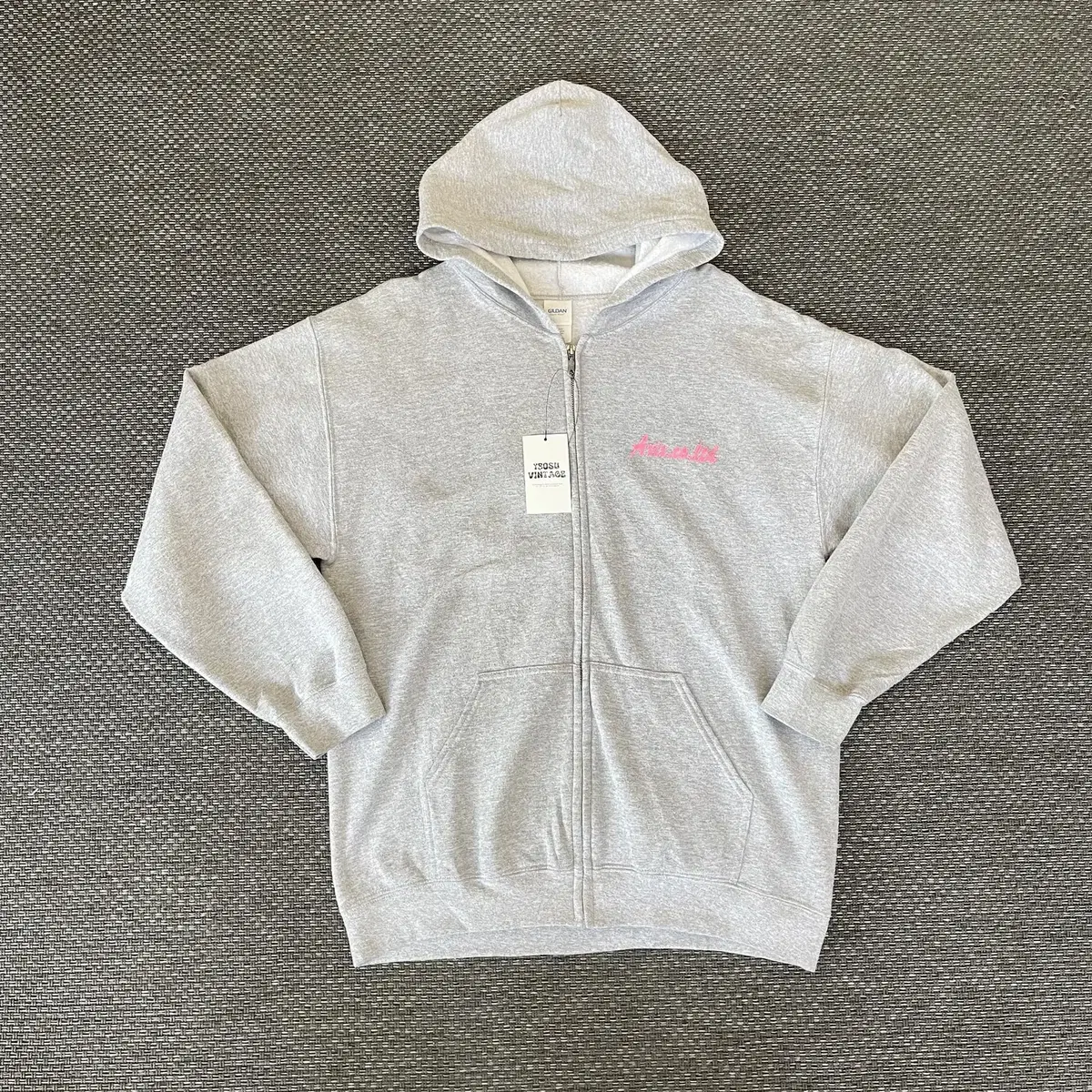 Gildan gray printed brushed hooded zip-up