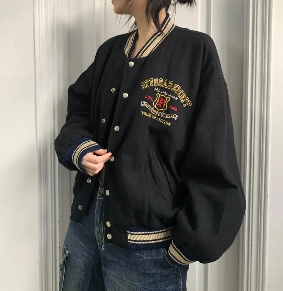 Vintage Embroidered Wool Varsity Jacket