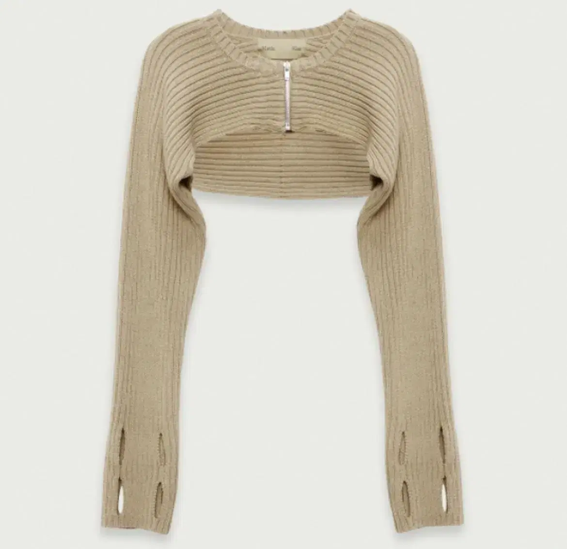 마뗑킴 FINGER HOLE KNIT BOLERO IN BEIGE