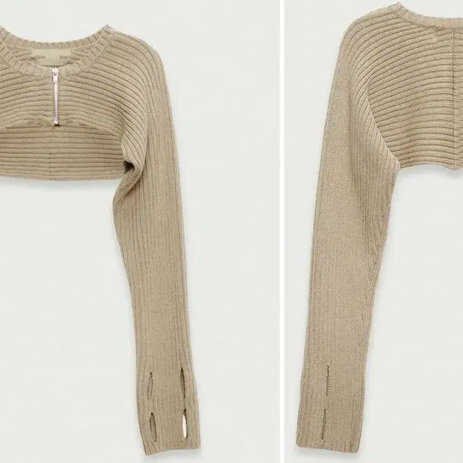 마뗑킴 FINGER HOLE KNIT BOLERO IN BEIGE