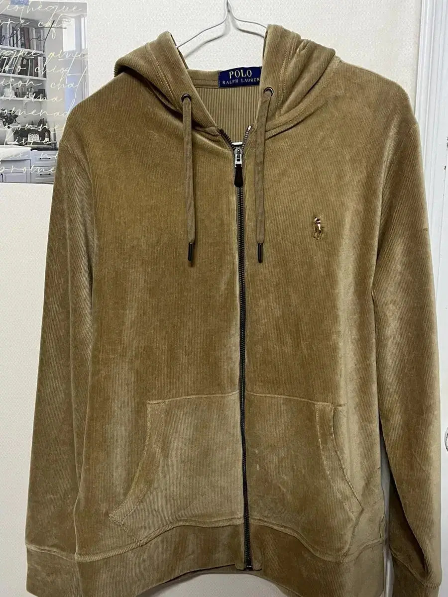 Polo velvet hooded zip-up