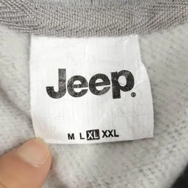 JEEP 지프 멜란지그레이 박스패치 스웻 후드 티셔츠 L