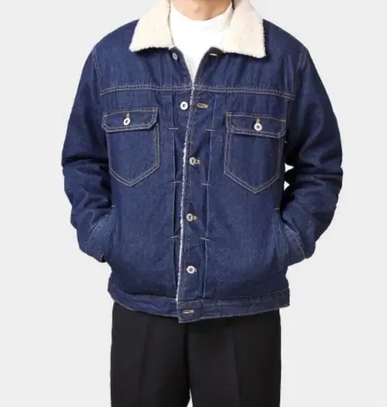 The Story Washed Denim Sherpa Jacket