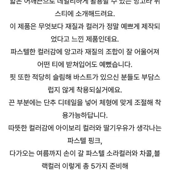 르아브르 치즈 파스텔 뷔스티에 여자 니트 나시