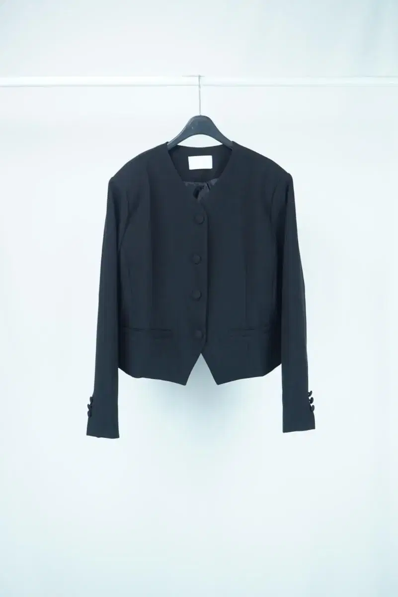 Mush Black V-neck No-collar Jacket