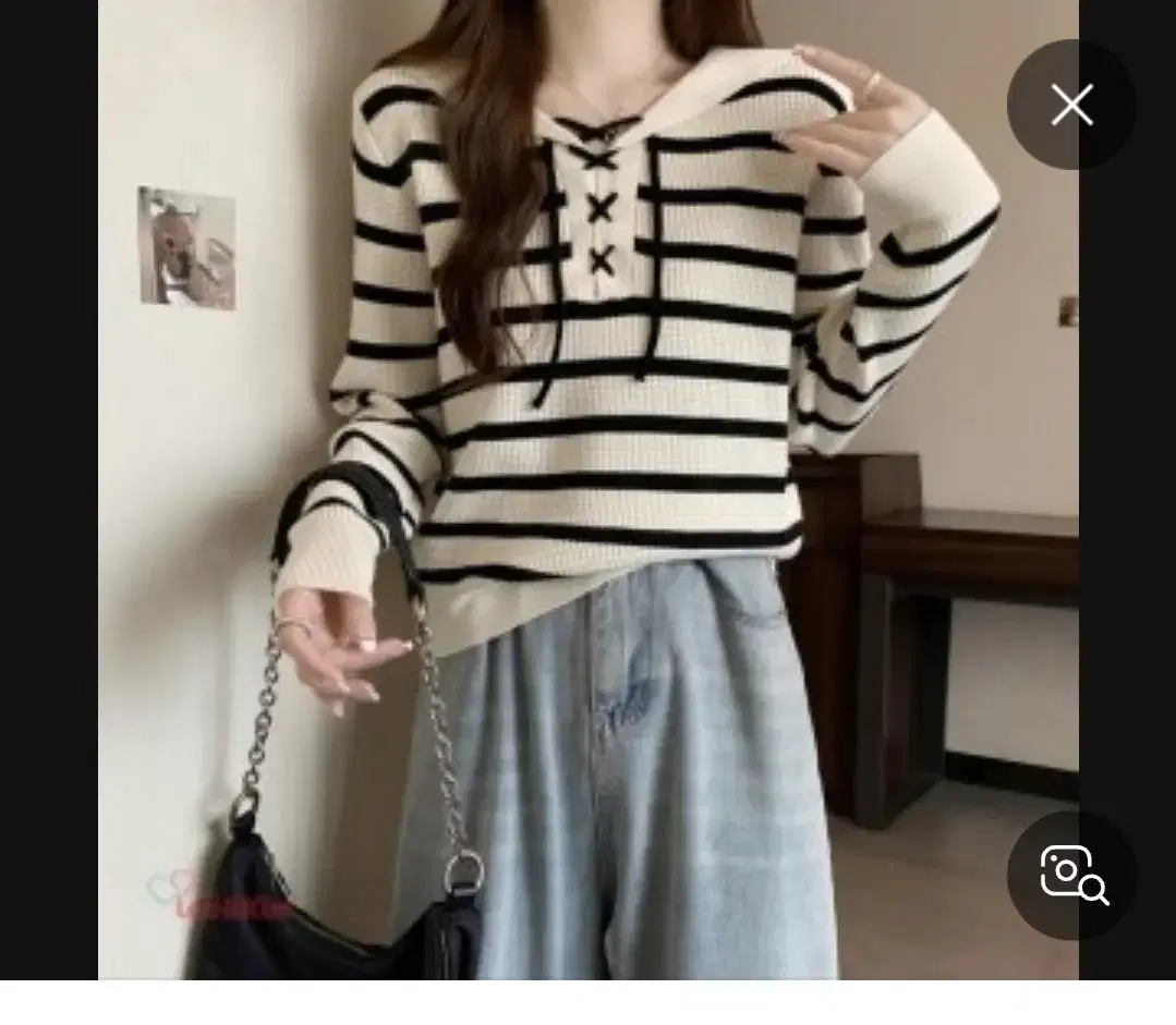 Unworn striped knit Big kara knit