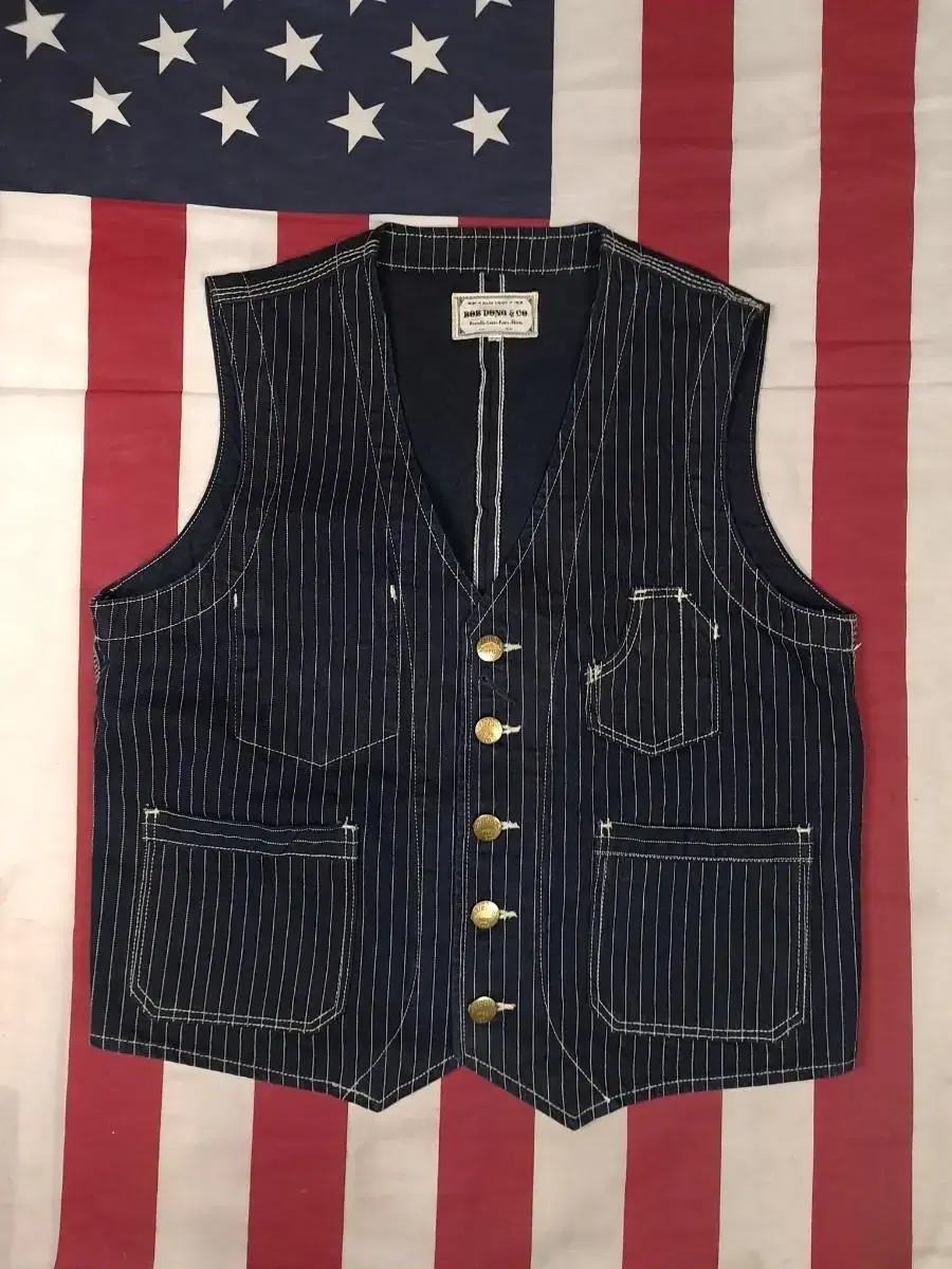 Brand New Original BOB DONG Denim Striped Work Vest