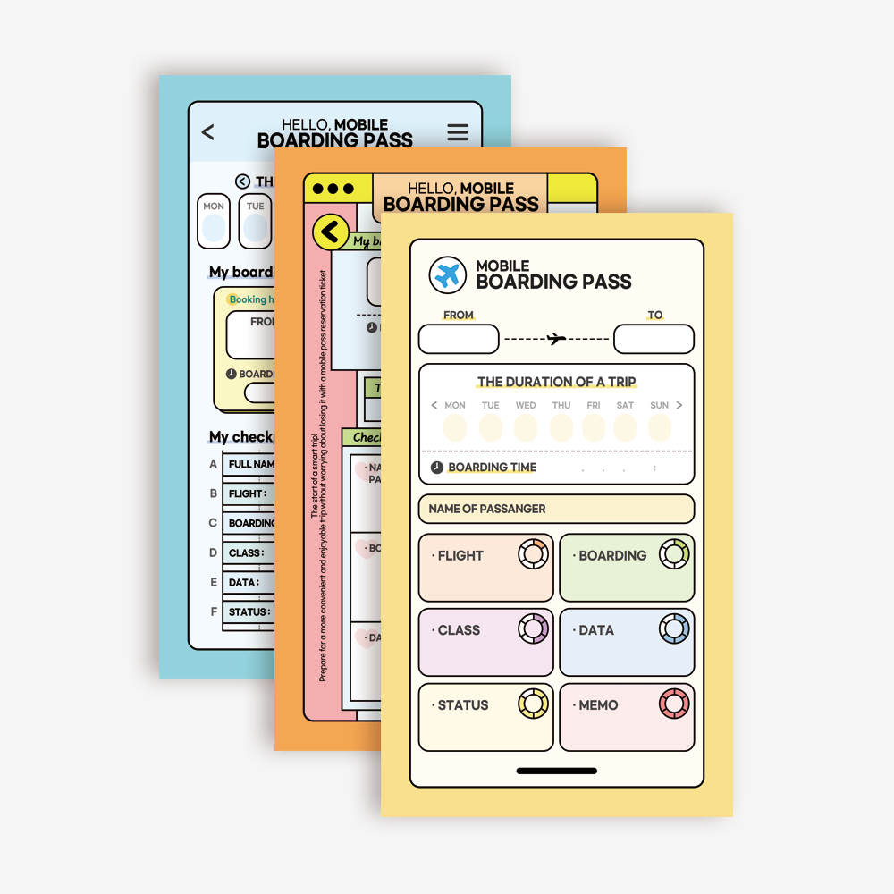 (3종 세트) 비행기 티켓 모바일 100매 떡메모지