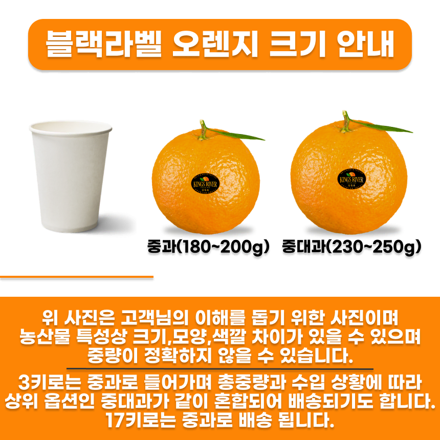 고당도 프리미엄 블랙라벨 오렌지 3kg 17kg