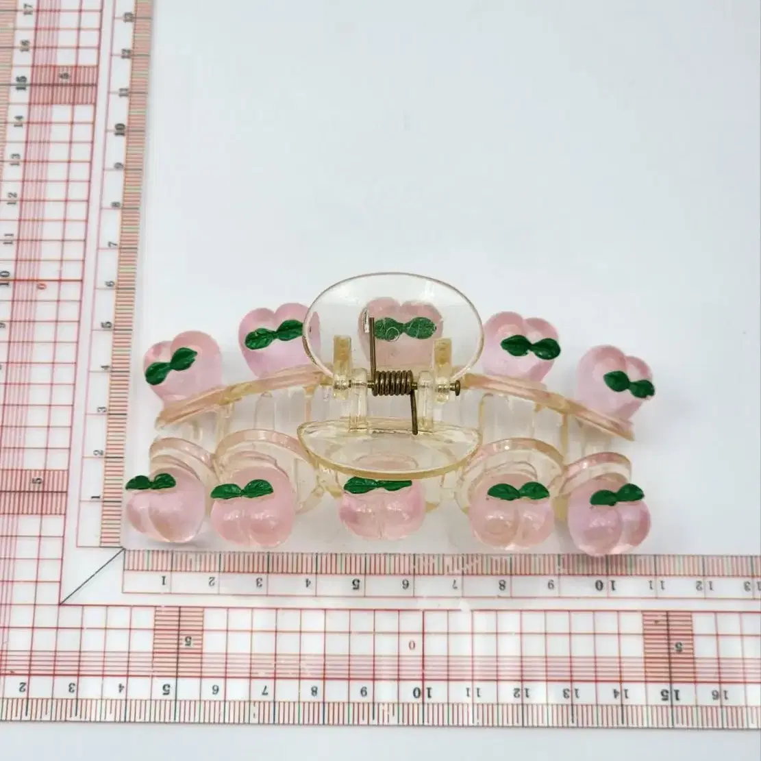투명 복숭아 아크릴집게핀