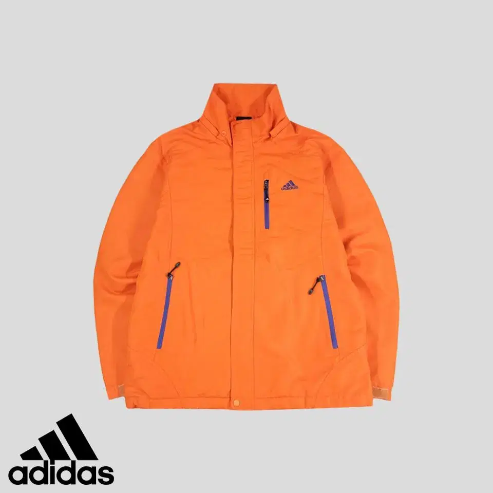 Adidas Orange Blue Logo Windproof Polyester Windbreaker L