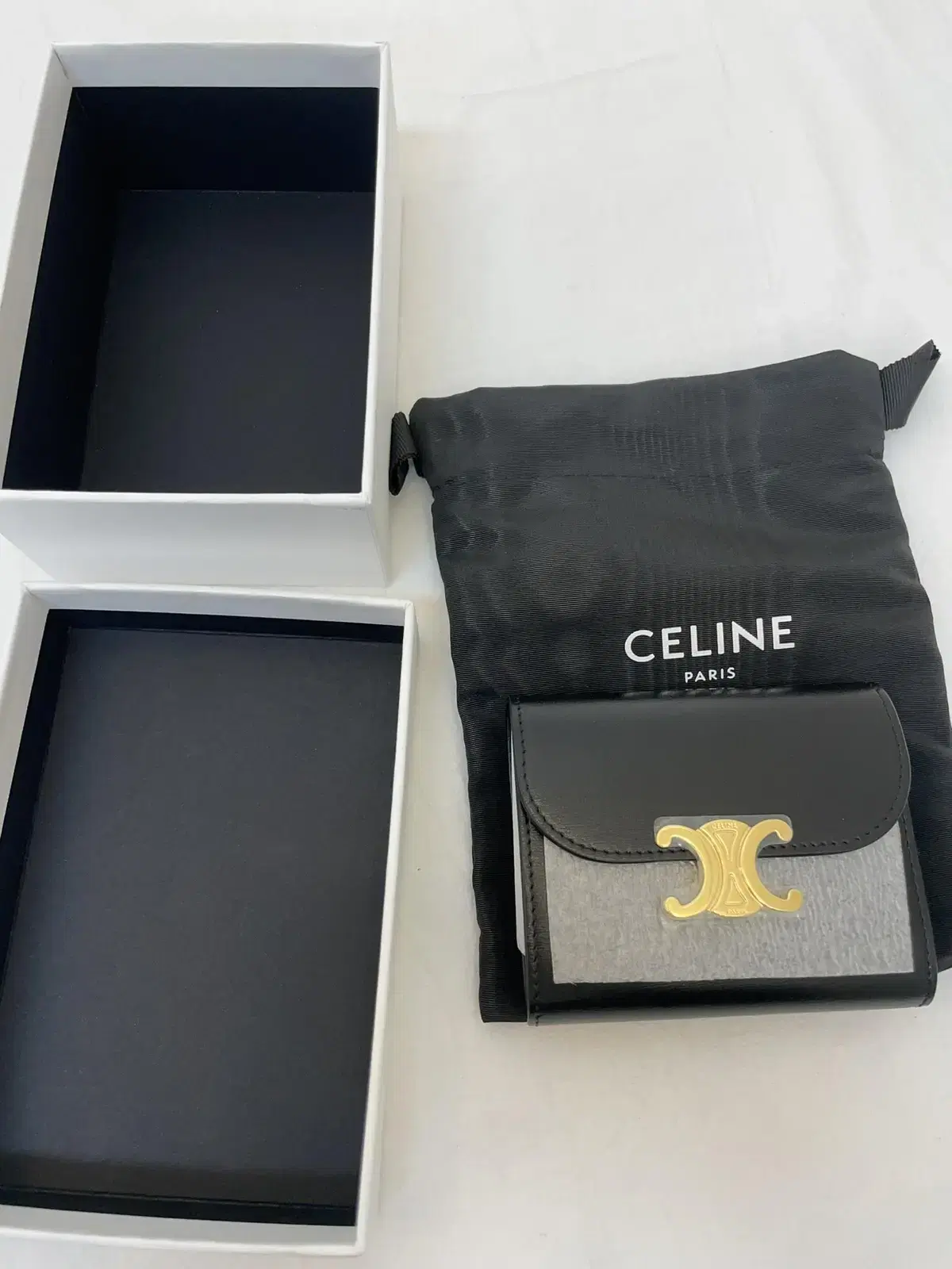 Seline Wallet Triope Wallet Black shinee calfskin