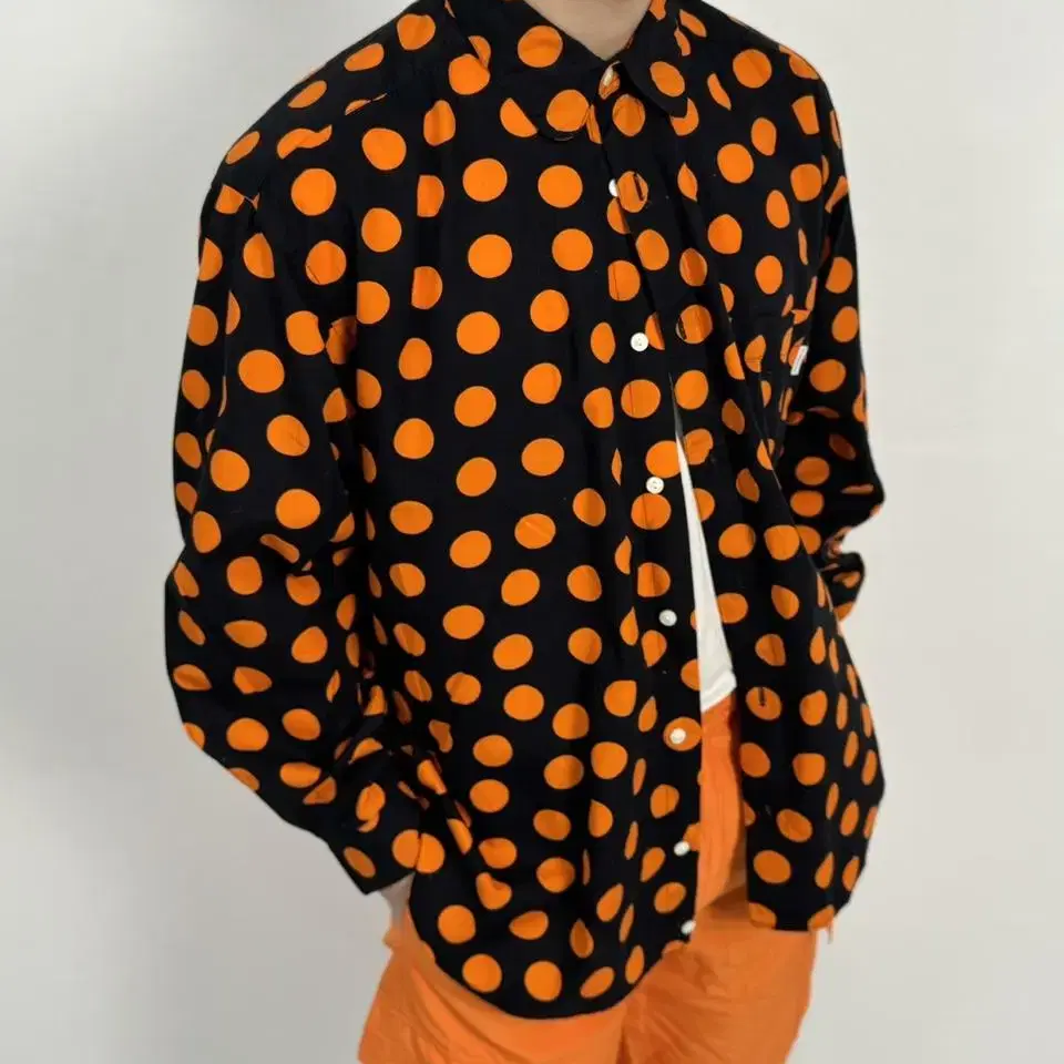 vintage dot orange tunic shirt