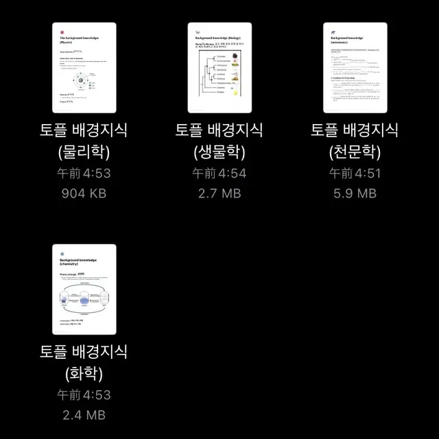 토플 배경지식 (초빈출) pdf 판매(물리학,천문학,생물학,화학