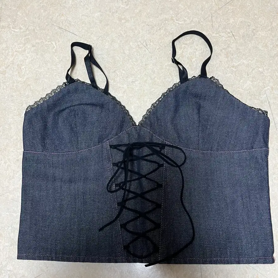 쓰리타임즈 pink raw denim top