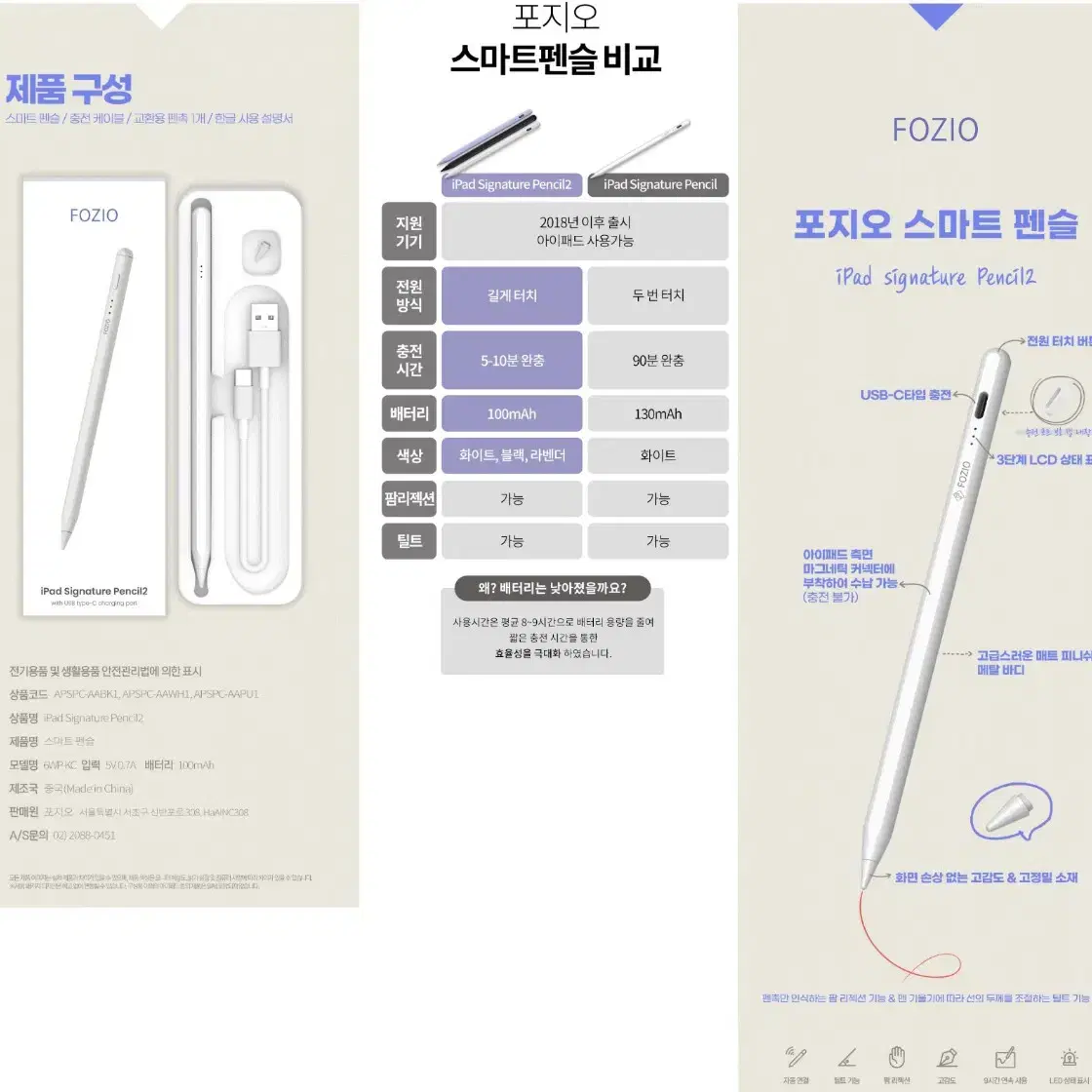 아이패드 시그니처 FONZIO 스마트 펜슬 2세대 미개봉팝니다.최저가.신