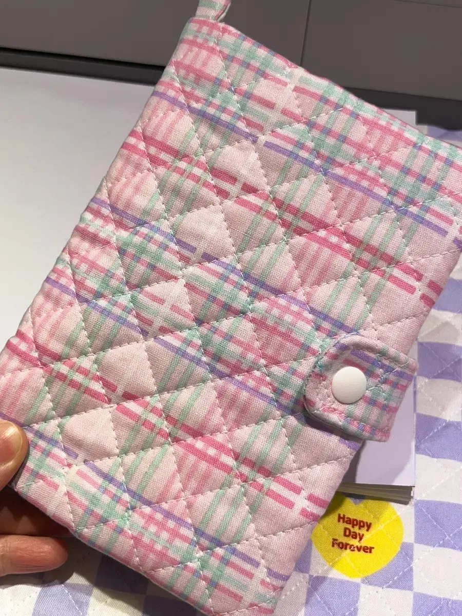 Diary Cover / Book Cover [Pastel Check_ Pink]