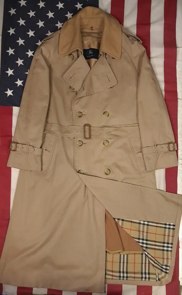 Burberry double trench coat, brand new and made in England, with wool kara liner.