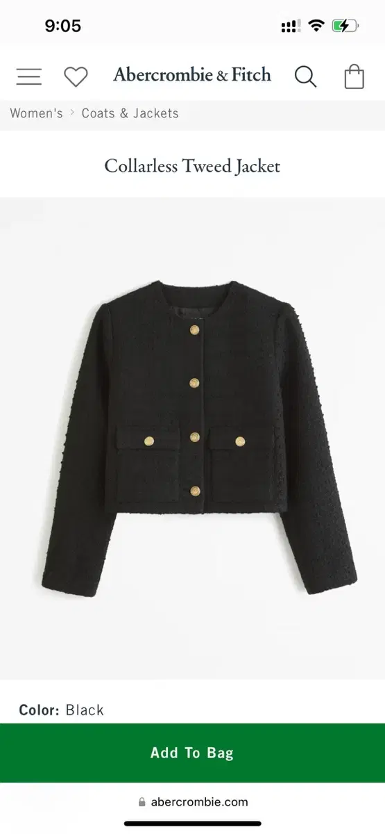 아베크롬비 Women's Collarless Tweed Jacket