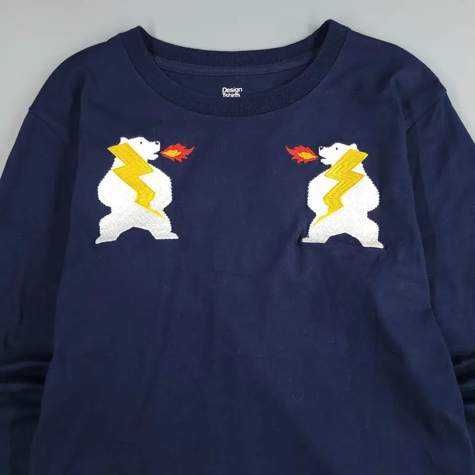 Design Tshirts Store graniph 네이비 베어 곰 자수