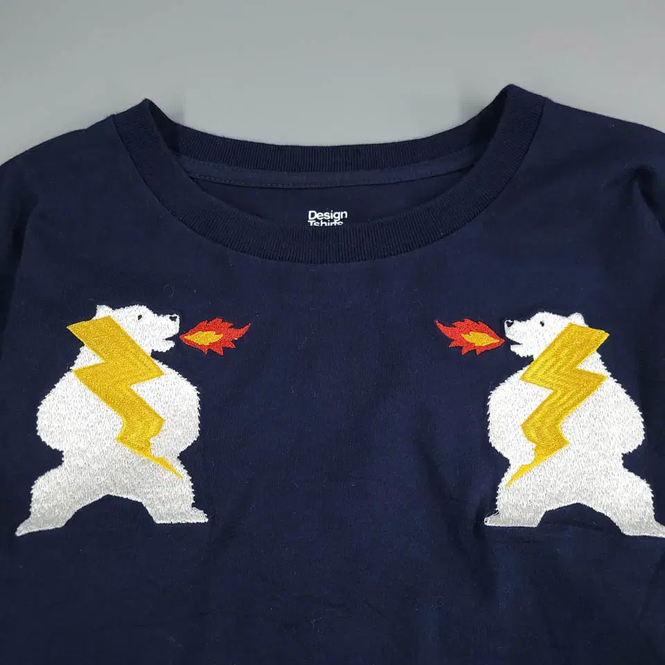 Design Tshirts Store graniph 네이비 베어 곰 자수