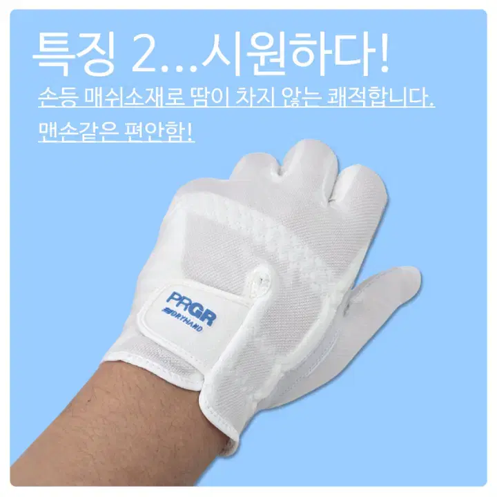 PRGR DryHand드라이핸드 손등매쉬 골프양피장갑