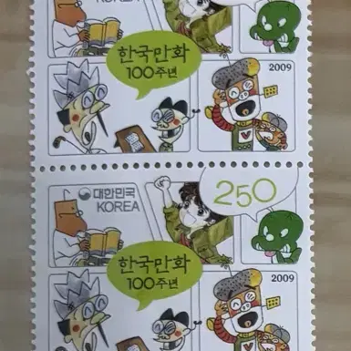 한국만화100주년, 4매블럭우표