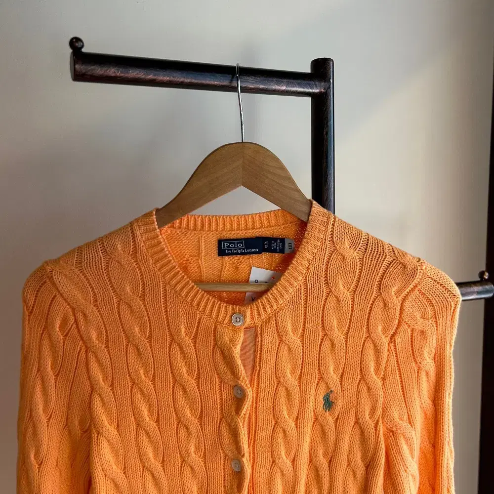 11081 - Polo Ralph Lauren Orange Cable Knit Cardigan