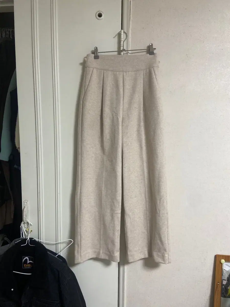 High-waisted wool slacks