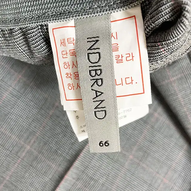 INDIBRAND 그레이 체크 여성 밴딩 9부 슬랙스