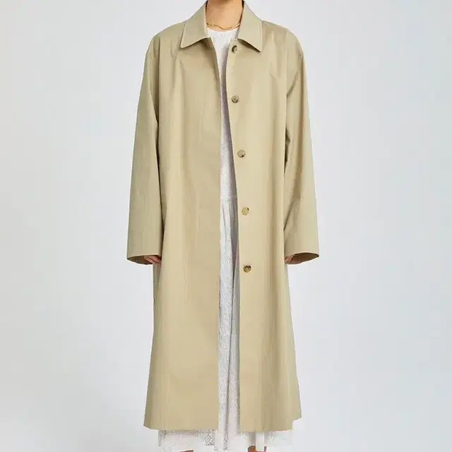 teak LIGHT COTTON LONG SINGLE COAT