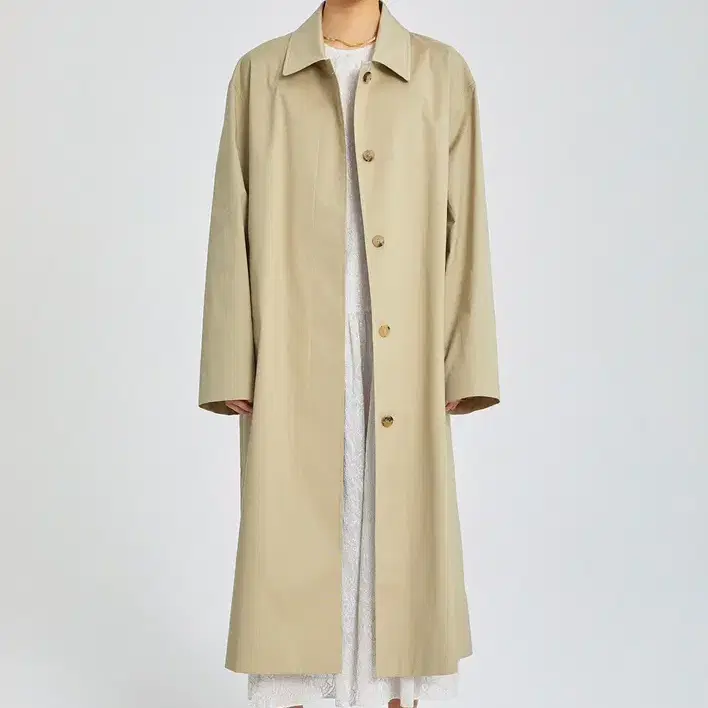 teak LIGHT COTTON LONG SINGLE COAT