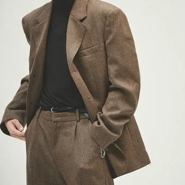 알렌느 트위드 울 블레이저(brown tweed wool blazer)