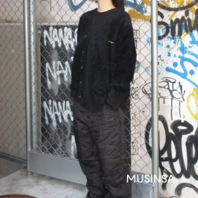 예스아이씨 Quilted Camo Liner Pants Black