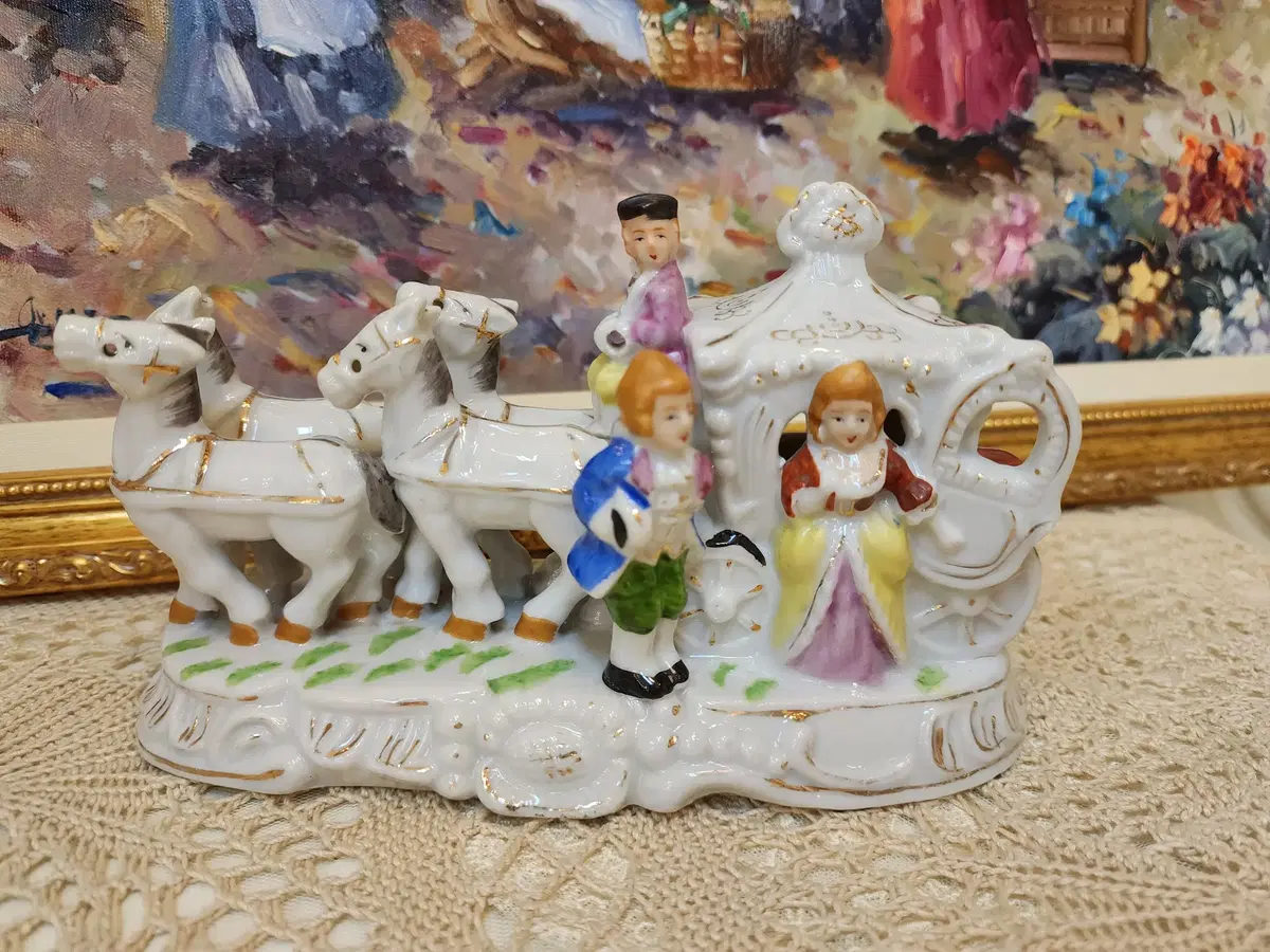 European Handpainted Porcelain Carriage Figurines