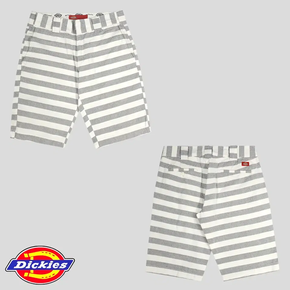 Dickies Gray White Striped Colorblocked Cotton100 Shorts Half Pants 31