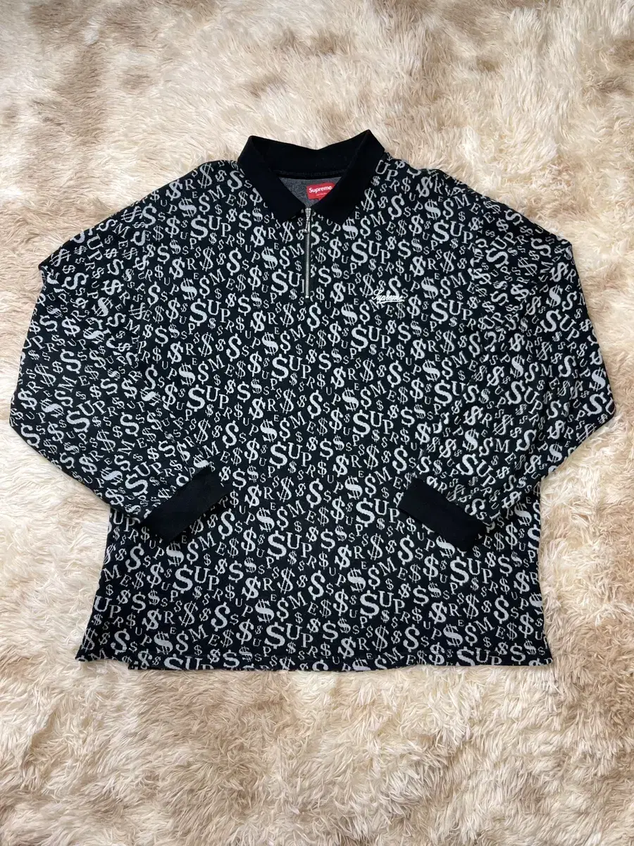 Supreme Floral Jacquard Zip L/S Polo Magenta