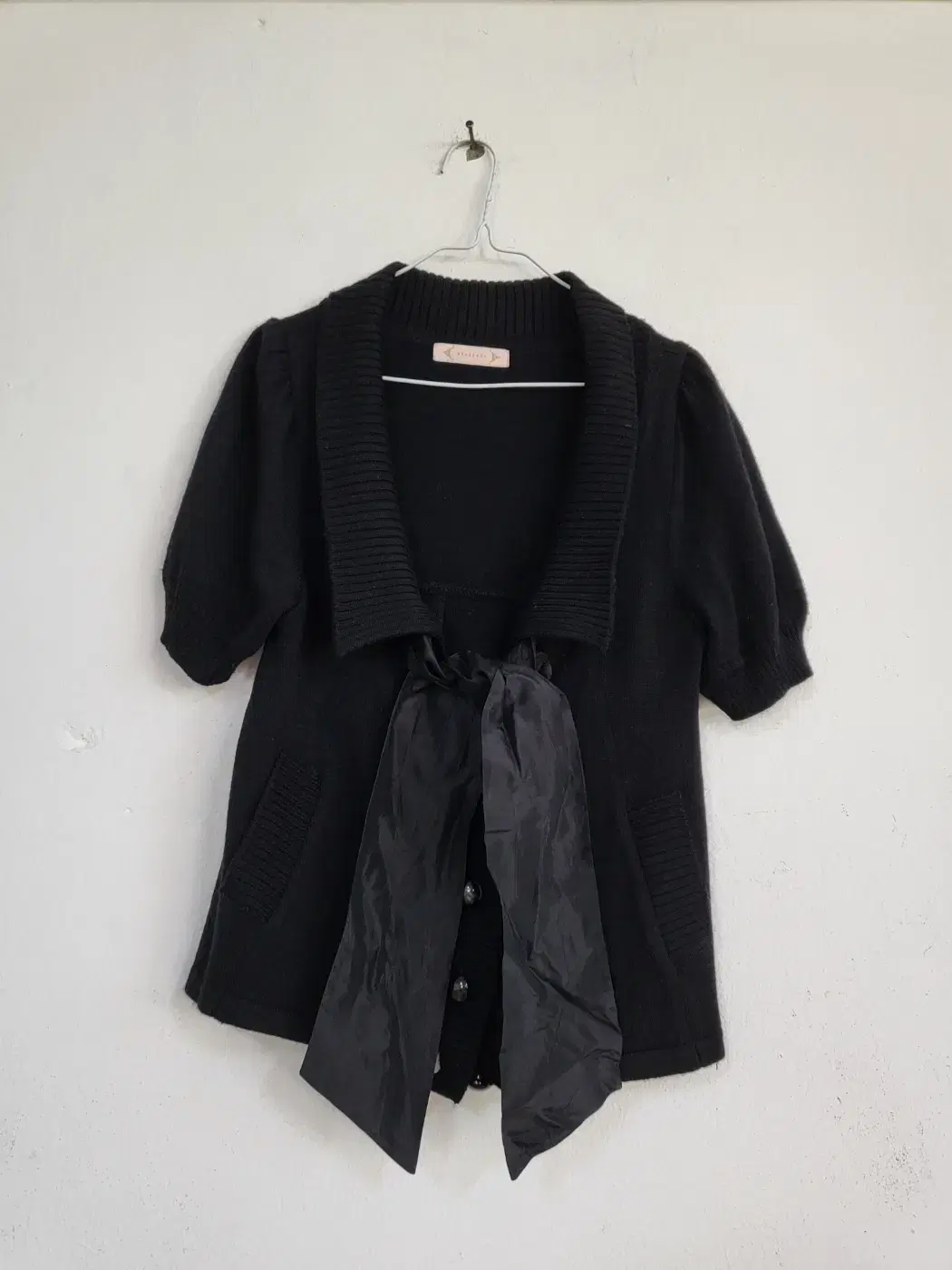 Women's Black Ribbon Short Sleeve Cardigan 55