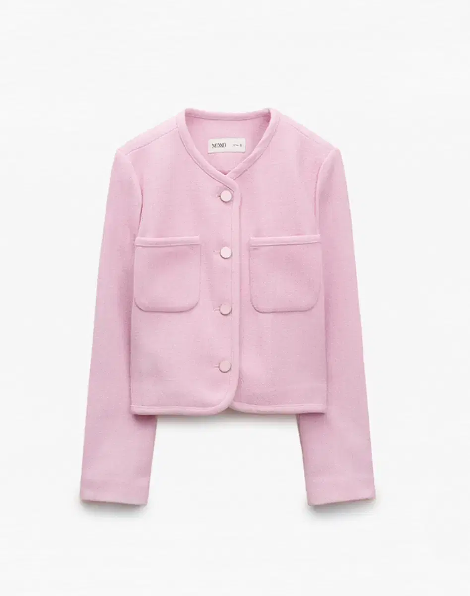 미쏘 라운드넥 숏 트위드 자켓 pink (M size)