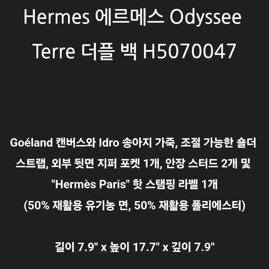 Hermes 남성용 더플백 출장