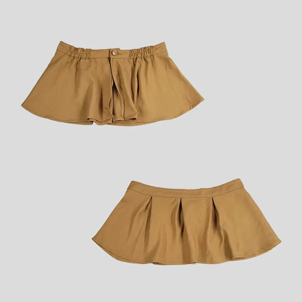 ARROW Brown Pleated Y2K Sidebanding Layered Micro Skirt with Micro Skirt