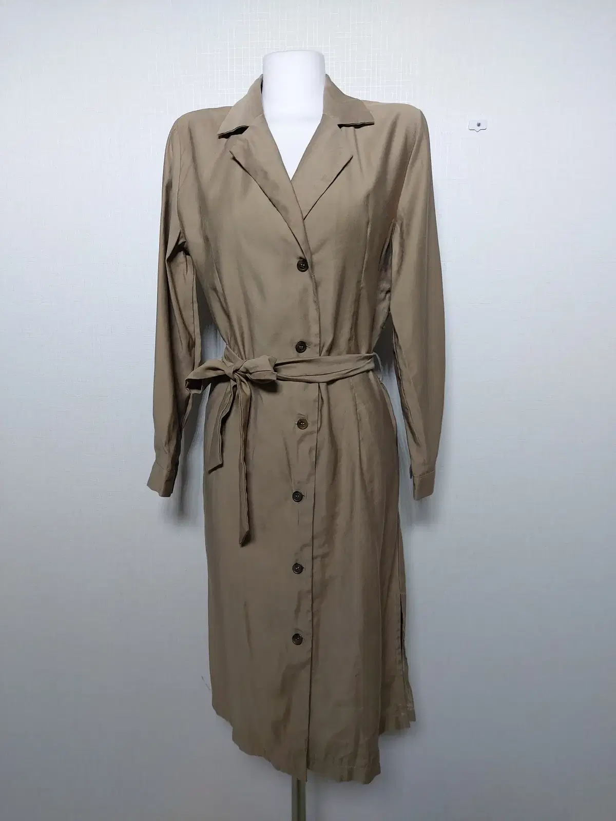 Women's Long ONEPIECE Long Jacket Belt Set Beige 55 66 77 Kara