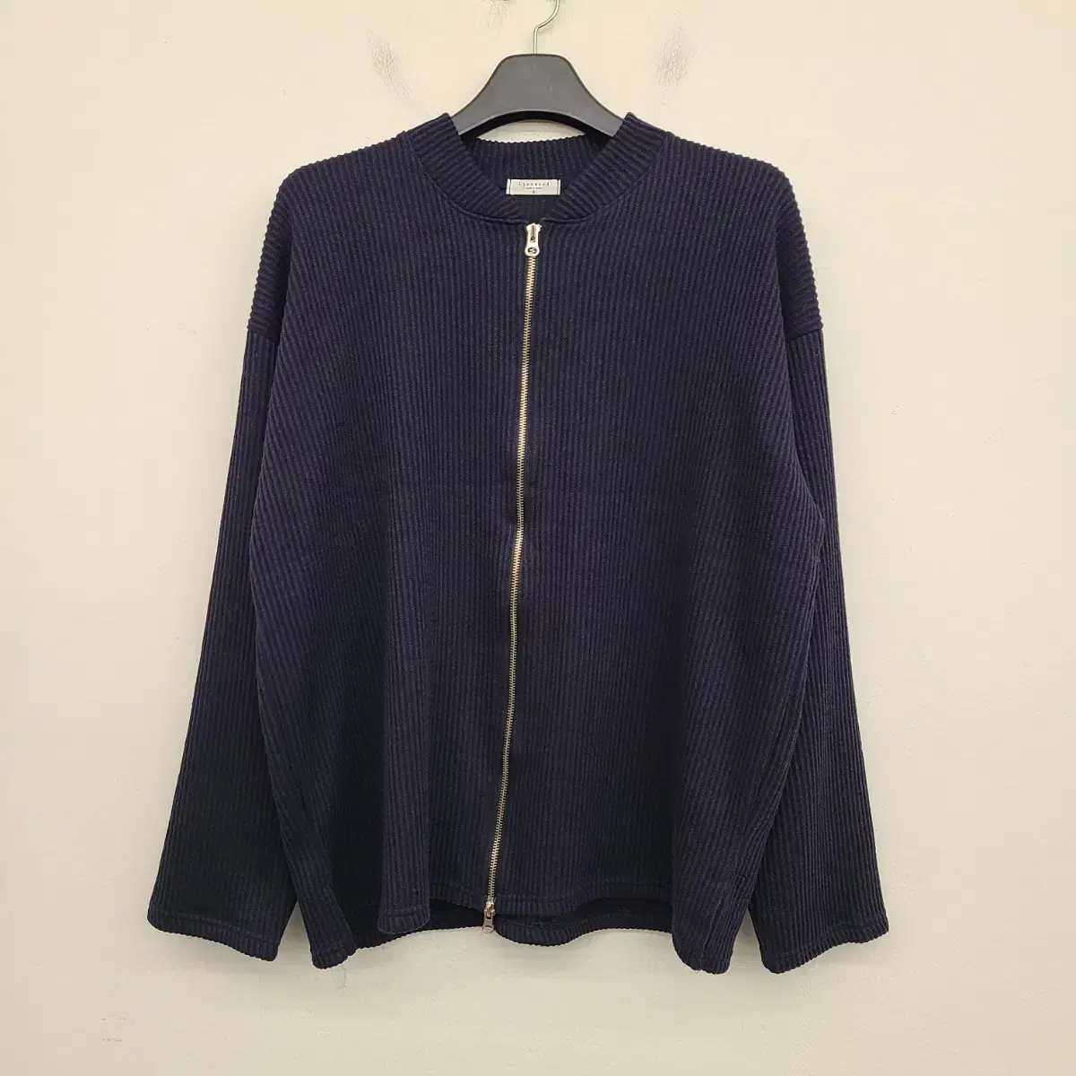 [115/3XL] Bimono two-way ribbed knit zip-up cardigan for sale.