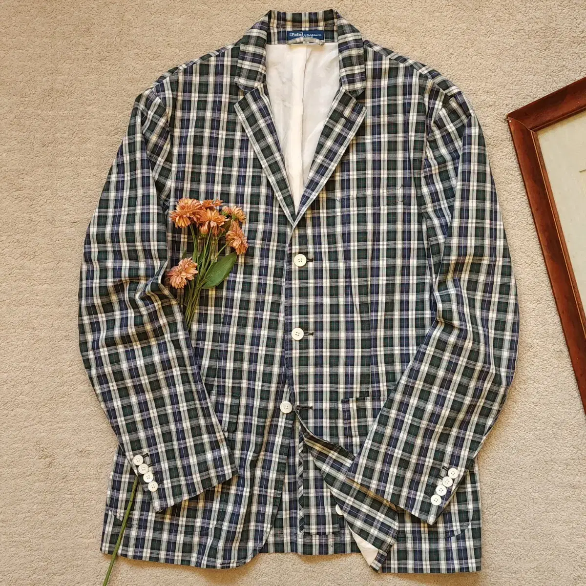 00s Ralph Lauren Madras Check 3-button sports jacket48R